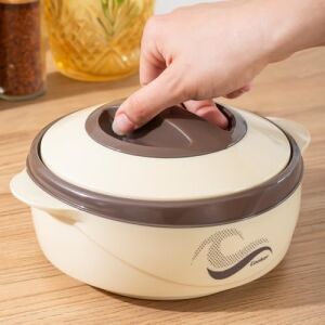 3149 1000 ml Yemek Termosu - Sızdırmaz Kilitlenebilir Kapak Paslanmaz Çelik Sefer Tası - Krem