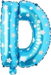 D Harfi 16 Inç Mavi Yıldızlı Renk Folyo Balon 36 cm (Mavi)