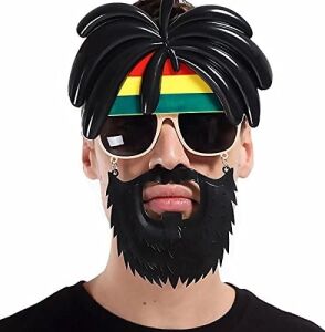 Rasta Peruklu Rasta Sakallı Bob Marley Bıyıklı Parti Gözlüğü 27X18 cm