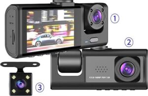 A98 Balckbox Dvr Wifi Full Hd 1080P 3 Kameralı Araç Içi Güvenlik Kamerası + Park Modu Kablosu Ön-Arka-Iç Kayıt, Dashcam
