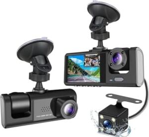 A98 Balckbox Dvr Wifi Full Hd 1080P 3 Kameralı Araç Içi Güvenlik Kamerası + Park Modu Kablosu Ön-Arka-Iç Kayıt, Dashcam