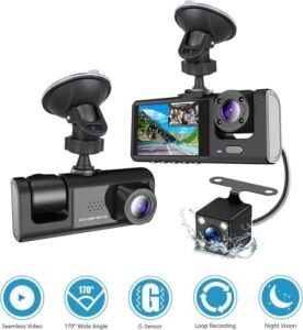 A98 Balckbox Dvr Wifi Full Hd 1080P 3 Kameralı Araç Içi Güvenlik Kamerası + Park Modu Kablosu Ön-Arka-Iç Kayıt, Dashcam