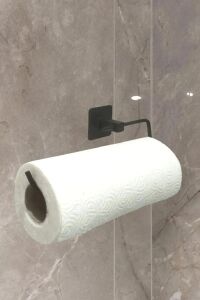 Rulo Havluluk Peçetelik, Yapışkanlı, Pratik Banyo Askısı, Kağıt Rulo Havluluk, Siyah