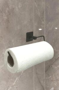 Rulo Havluluk Peçetelik, Yapışkanlı, Pratik Banyo Askısı, Kağıt Rulo Havluluk, Siyah