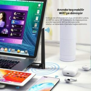 AD087 Bluetooth 5.0 Adaptör - 600MBPS Dual Band Wifi Alıcı Verici Access Point