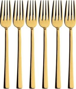 Tatlı Çatal Seti, Gold Renkli, 6 Adet Çatal Seti, Çelik, 16 Cm, Metalik Gold, Paslanmaz, Kutulu