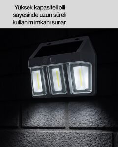 3 In 1 Solar Duvar Lambası – IP65 Su Geçirmez, Hareket Sensörlü
