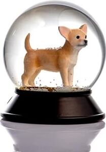 Cam ve Reçine Altın Patiler Köpek Chihuahua (Kayısı) Kar Küresi Hediye