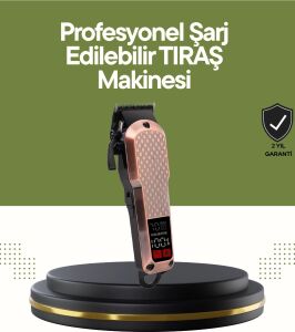 Şarjlı Saç Kesme Makinesi – 4 Kademeli Ayar, LCD Ekran ve Hızlı Şarj Desteği