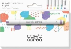 Copic Acrea Light Seti, 6'lı Boya Kalemi Seti, Su ve Pigment Bazlı Mürekkep, Çizgi Kalınlığı 0,8-1,2 mm