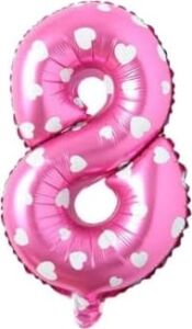 8 Rakamlı 16 Inç Pembe Kalpli Folyo Balon 36 cm (Pembe)