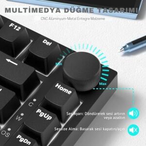 Beyaz Işıklı Hot Swap Kablolu Mekanik Oyun Klavyesi |  AK820 Siyah - Kırmızı Switch