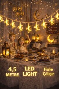 4,5 Metre 3 Yıldız 1 Pilli LED Işık, Şerit LED Sarı Işıklar Peri Işıkları Aydınlatmalı Şerit LED LED Işık Şerit LED Işık 3 Yıldız 1 Ay