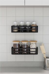 Evo 2li Yapışkanlı Duvar Organizer Siyah Banyo Duş Rafı Seti Delme Gerektirmez Banyo Düzenleyici