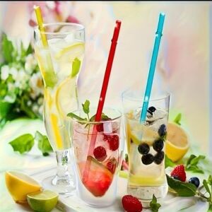 Simli Halkalı Tritan Pipet Seti, 4'lü Şeffaf Simli Pipetler, Temizleme Fırçası Dahil, 40OZ  Uyumlu, Bpa Içermeyen, Kesilebilir