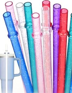 Simli Halkalı Tritan Pipet Seti, 4'lü Şeffaf Simli Pipetler, Temizleme Fırçası Dahil, 40OZ  Uyumlu, Bpa Içermeyen, Kesilebilir