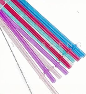 Simli Halkalı Tritan Pipet Seti, 4'lü Şeffaf Simli Pipetler, Temizleme Fırçası Dahil, 40OZ  Uyumlu, Bpa Içermeyen, Kesilebilir