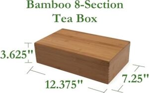 Lipper International 8 Bölmeli Bambu Ahşap Çay Kutusu, 12-3/8 ''x 7-3/8'' x 3-3/5''