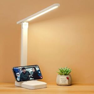 Nekuba Şarjlı Masa Lambası 3 Renk Dokunmatik Telefon Standlı Kademeli Çalışma Okuma Işığı Gece Lambası 9W 3 Aydınlatma Modlu Taşınabilir Küçük Masa Lambası, Çocuklar Için Çalışma, Yurt