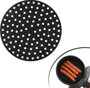 Renkli Isıya Dayanıklı Yıkanılabilir Silikon Fırın ve Airfryer Yuvarlak Pişirme Matı 23 cm
