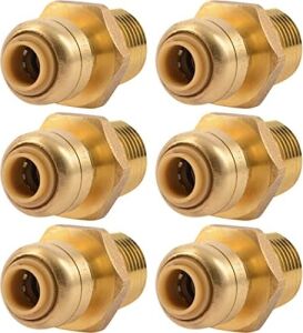 Sharkbite 1/4 Inç x 1/2 Inç Mnpt Azaltma Adaptörü, 6'lı Paket, Pirinç Tesisat Armatürü, Pex Boru, Bakır, Cpvc, Pe-Rt, Hdpe, U110LF