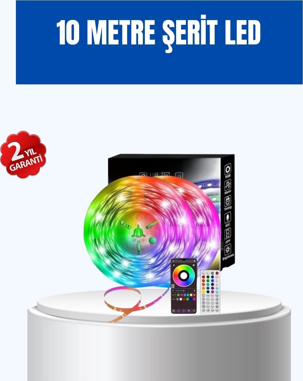 Sese Duyarlı 10M Smart Şerit LED Ios Android Kontrollü Rgb Işık