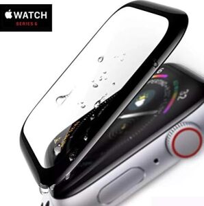 Apple Watch Series 9 41MM Tam Kaplayan Temperli Cam Ekran Koruyucu Siyah [watch Series 9 41MM ile Uyumlu Kılıf - Siyah]