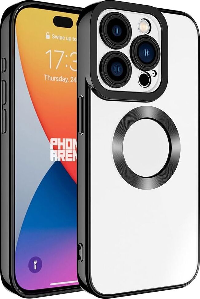 Için Uyumlu 15 Pro Max Kılıf Kamera Korumalı Logo Gösteren Omega Kapak Siyah