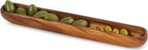 Akasya Ağacından Ahşap Zeytin Tabağı, Zeytinlik,ahşap Zeytin Tepsisi El Yapımı Akasya Ahşap Uzun Kano Tekne Tarzı Çanak - Yemek Servis Tabağı Masa Orta Parça (35CM*5CM)