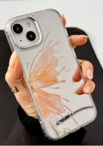 Iphone 13-14 - 15 Uyumlu Aynalı Gold Kelebek Model Silikon Kılıf - Goldkelebek