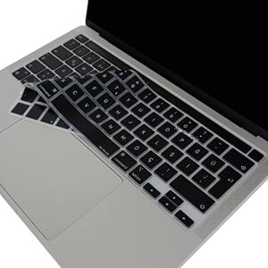 MacBook Pro Türkçe Q Klavye Koruyucu Eu Uk Iso Enter A2338 M1 M2 A2251 A2289 A2141 Uyumlu Ince Siyah Silikon Keyboard Cover Touch Bar 13 Inç 16 Inç Siyah