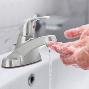 Aqua Vista 30-B410-AV-BN Watersense Sertifikalı Banyo Lavabo Bataryası, Fırçalanmış Nikel Tek Kulp