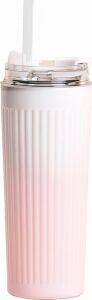 304 L Çelik 500 Ml. Pembe Beyaz Degrade Pipetli El Termos Mug CIN913PM
