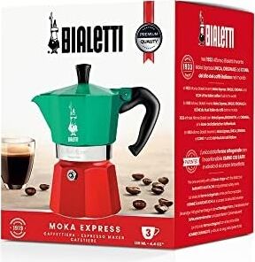 - Moka Express Italia: 3 Cups Ocak Üstü Espresso Pişirici - 130ML - Karma Renk - Alüminyum Gövde - Patentli Güvenlik Valfi - Tüm Ocak Türleri Için Uygundur (Indüksiyon Hariç)