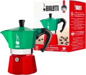 - Moka Express Italia: 3 Cups Ocak Üstü Espresso Pişirici - 130ML - Karma Renk - Alüminyum Gövde - Patentli Güvenlik Valfi - Tüm Ocak Türleri Için Uygundur (Indüksiyon Hariç)