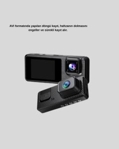 3 Kameralı Araç Dvr 1080P Ön + Hd Arka + Iç Kamera Döngü Kayıt 2’’ Ekran