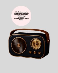 Retro Tarz Kablosuz Radyo – Bluetooth, USB ve Tf Kart Girişli