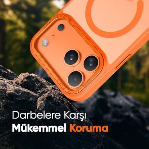 iPhone 17 Pro Max Için Magsafe ile Uyumlu Arkası Mat Silikon Kılıf Metal Lens Çerçeveli ve Metal Tuş Takımlı Ultra Güçlü Koruma Kılıf (17 Pro Max)