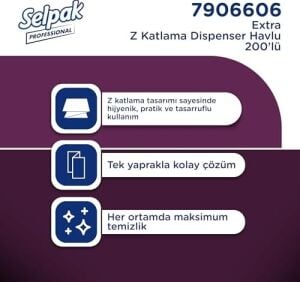 Selpak Professional Extra Z Katlı Dispenser Havlu,12 x 200 Yaprak