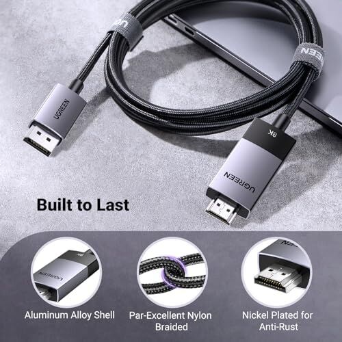 8k 60Hz Displayport 1.4 To HDMI 2.1 Örgülü Kablo, 1m, 80395