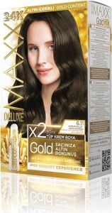 Serisi 24K Altın Parçacıklı Serum ile 1 Kutu 2 x 50 ml ve Geliştiriciler Saç Boyası (Yoğun Küllü Koyu Kumral 6.11)