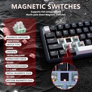 Attack Shark X65 He Manyetik Anahtarlı 65% Gaming Klavye – 8000 Hz Ultra Hızlı Tepki, 0.01 mm Rapid Trigger Hassasiyeti, Pbt Tuşlar, Rgb Aydınlatma, Qmk Desteği (Business Black)