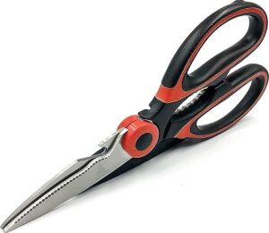 Kırmızı Ağır Hizmet Tipi Keskin Mutfak Makası, Çok Amaçlı Paslanmaz Çelik Makas, Tavuk, Balık, Et, Sebzeler, Otlar, Barbekü, Çiçekler, Kuruyemişler Için Mutfak Makası