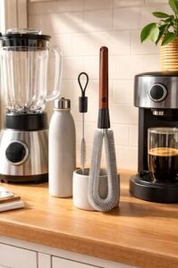 Saplı Detaylı Temizlik Fırçası 2 Parça Set Blender Juicer Kahve Makinesi Su Şişesi Temizleme Fırçası Çıkarılabilir Tasarım