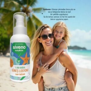 SIVENO%100 Doğal Çocuk Güneş Losyonu Leke Karşıtı Nemlendirici Bitkisel Vegan Uva Uvb Spf 50+ 100 ml