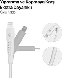 By Usb-A - Lightning 2A Şarj Kablosu 300CM-BEYAZ