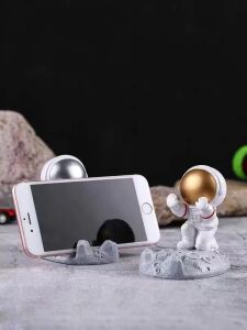 Çok Fonksiyonlu Astronot Uzay Adamı Cep Telefonu Standı Komik Sevimli Astronot Heykeli Telefon Tutucu, Ofis Dekorasyonu Masaüstü Komidin Braketi Tutucu