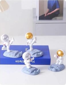 Çok Fonksiyonlu Astronot Uzay Adamı Cep Telefonu Standı Komik Sevimli Astronot Heykeli Telefon Tutucu, Ofis Dekorasyonu Masaüstü Komidin Braketi Tutucu