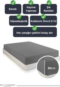 Lastikli & Hipoalerjenik Çarşaf |%100 Pamuk Çarşaf Penye Kumaş | Tek-Çift Kişilik-Battal Boy Çarşaf -ANTRASIT-100X200, Luxcarsaf