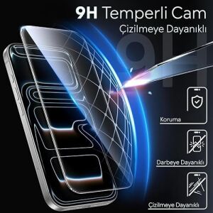 iPhone 16 Pro Için Ultra Şeffaf Full Ekran Korumalı Temperli Cam Ekran Koruyucu